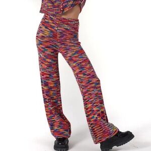 The Ragged Priest Blasted Space Knit Sweater Pants L‎ Pink Multicolor